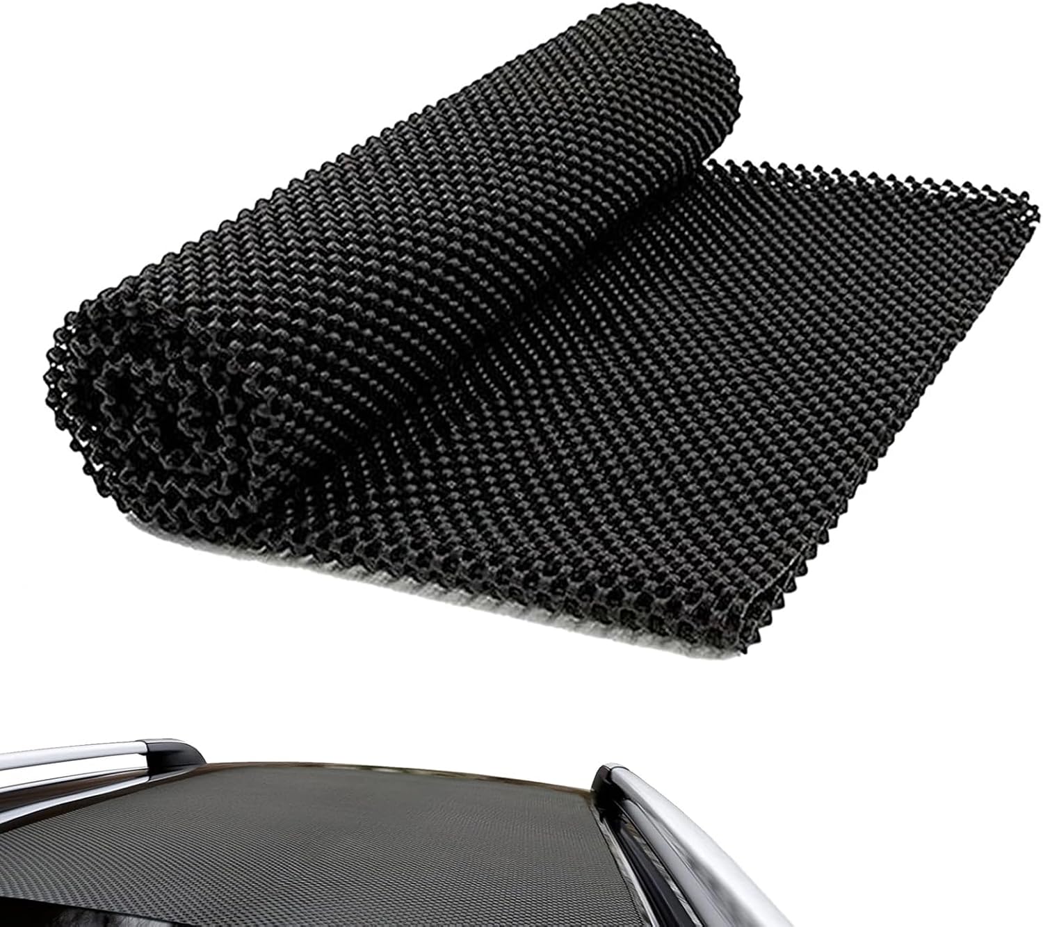 Car Roof Rack Pad, 39" x 47" Anti-slip Scratch-resistant PVC Cargo Storage Rug Mat, Cuttable Breathability Paint Protective Liner, Universal for Roof Rack Trunk Floor (Black)