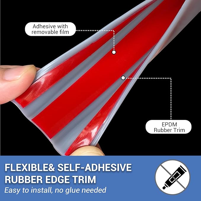 Rubber Edge Trim, Flexible Edge Banding, 3/4" U Channel Furniture Edge Protector - Image 3