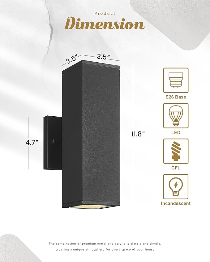 Ken & Ricky Outdoor Wall Lights, Modern Exterior Lighting Fixtures, Aluminum - Image 5