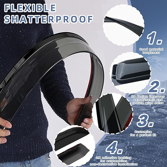 Window Visors Rain Guards fits 2006-2012 Ford Fusion, Out-Channel Window Wind - Image 4