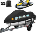 Jet Ski Cover,420D Waterproof Jetski Covers with 2 Vents & 4 Windproof Buckles UV Protection Universal Waverunner Cover Fits Yamaha Seadoo from 116" to 125"(Black)
