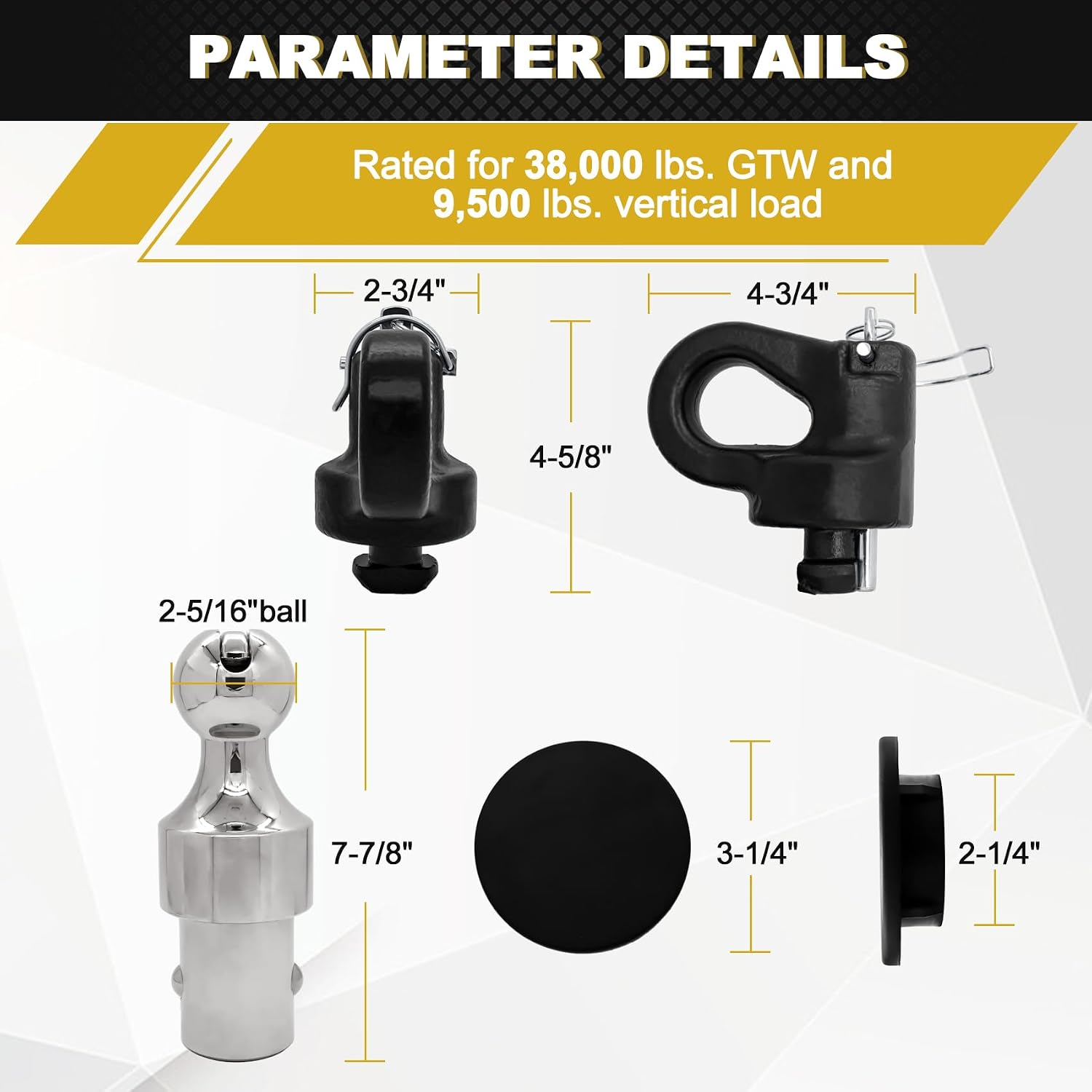 60692, Puck System Gooseneck Hitch Ball Kit, Compatible with 2013-2026 Ford F250 F350 F450, 2016-2026 Chevrolet Silverado, GMC Sierra & Nissan Titan XD, 38000 lbs GTW/ 9500 lbs VTW, 2-5/16 Inch Ball