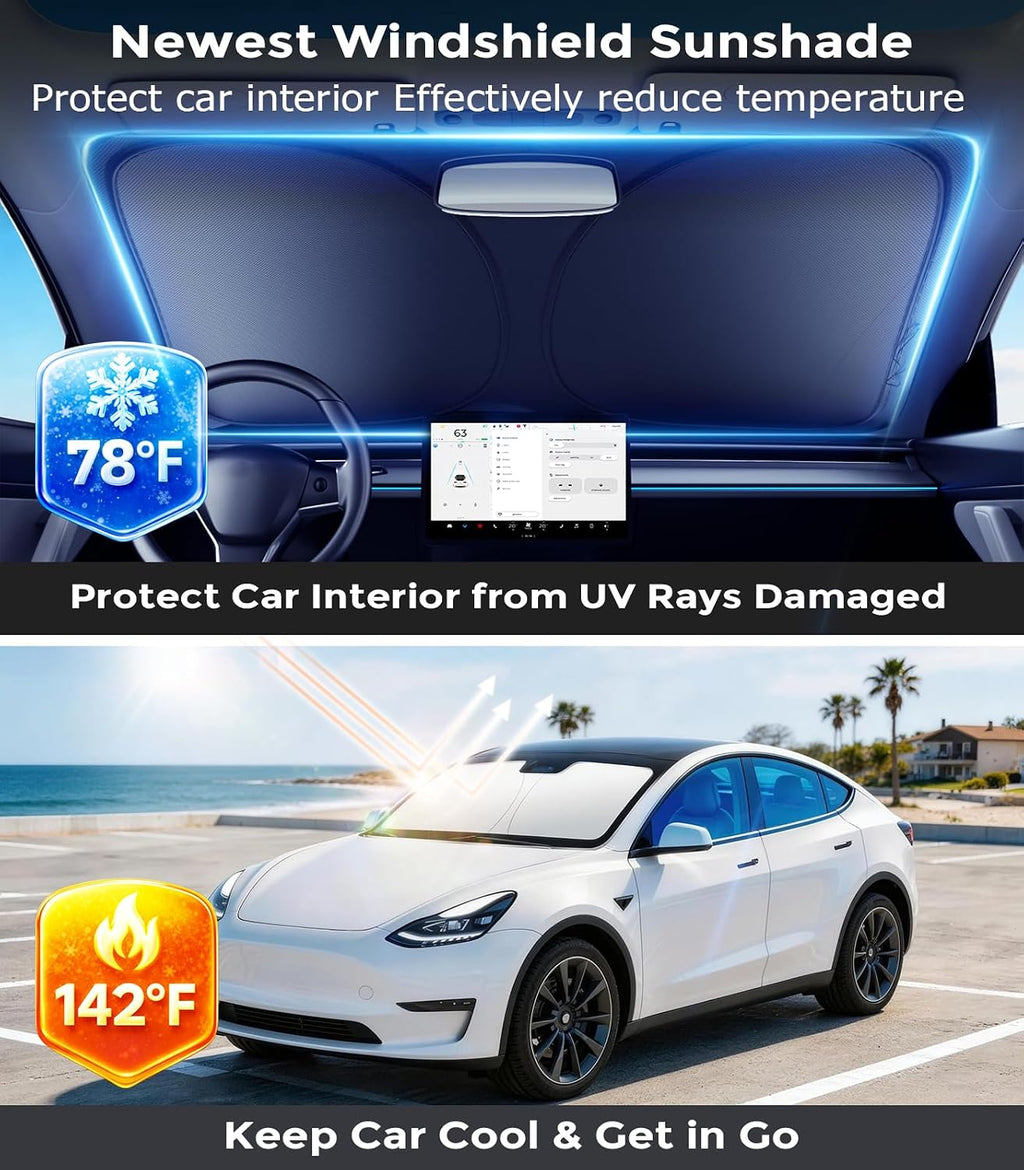 DMJN Front Windshield Sun Shade for Honda Civic (2022-2026), [Nano Ice-Crystal Coatings] UPF50+ Heat & UV Block, Protect Car Interior & Keep Cool, Flodable Steel-Ring Car Cover for Summer