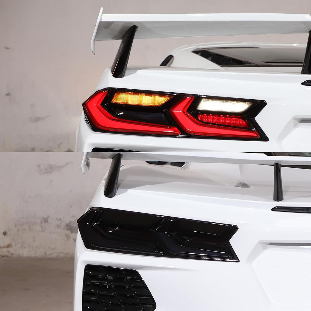 Sekhyna Car Tail Light Smoked Black Protection Cover Trim ABS 4PCS Compatible with Chevrolet Corvette C8 Stingray 2020-2023 Taillight Shell Cover Trim Accessories