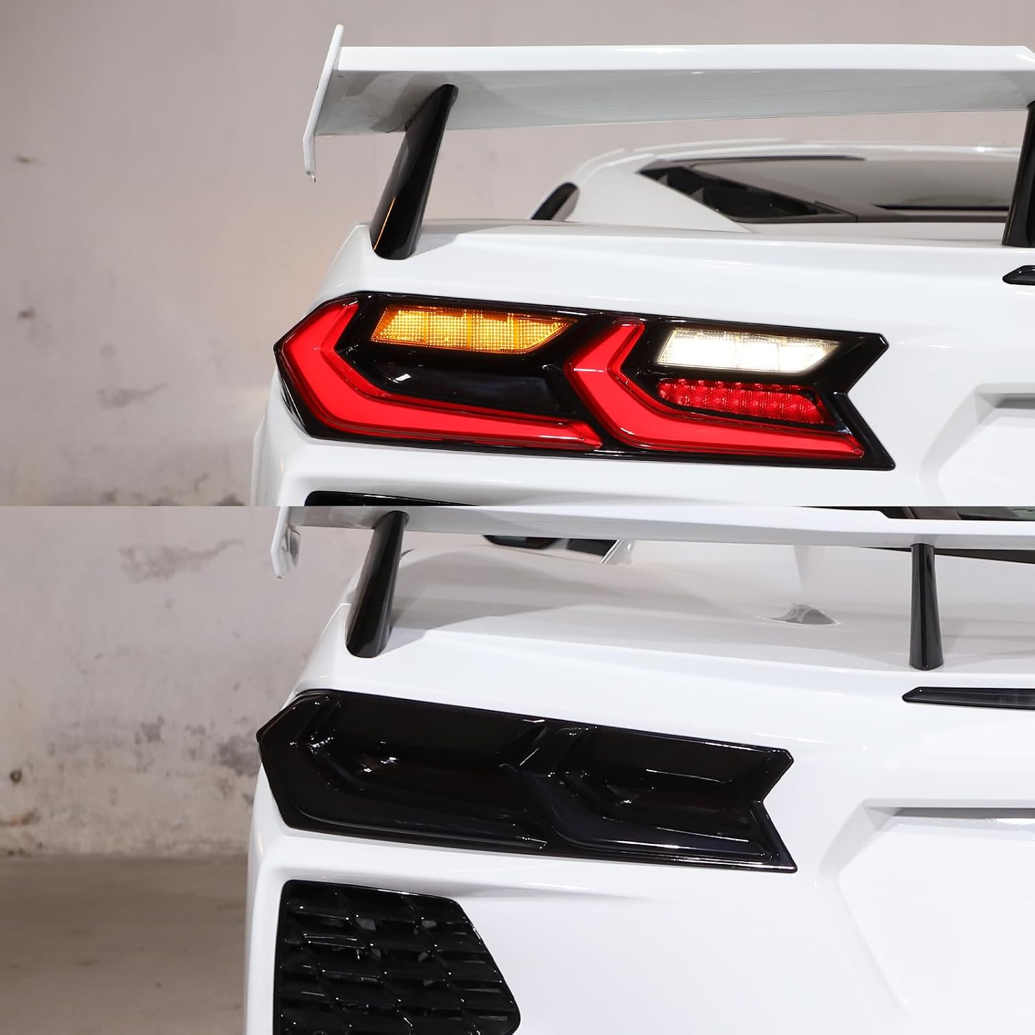Sekhyna Car Tail Light Smoked Black Protection Cover Trim ABS 4PCS Compatible with Chevrolet Corvette C8 Stingray 2020-2023 Taillight Shell Cover Trim Accessories