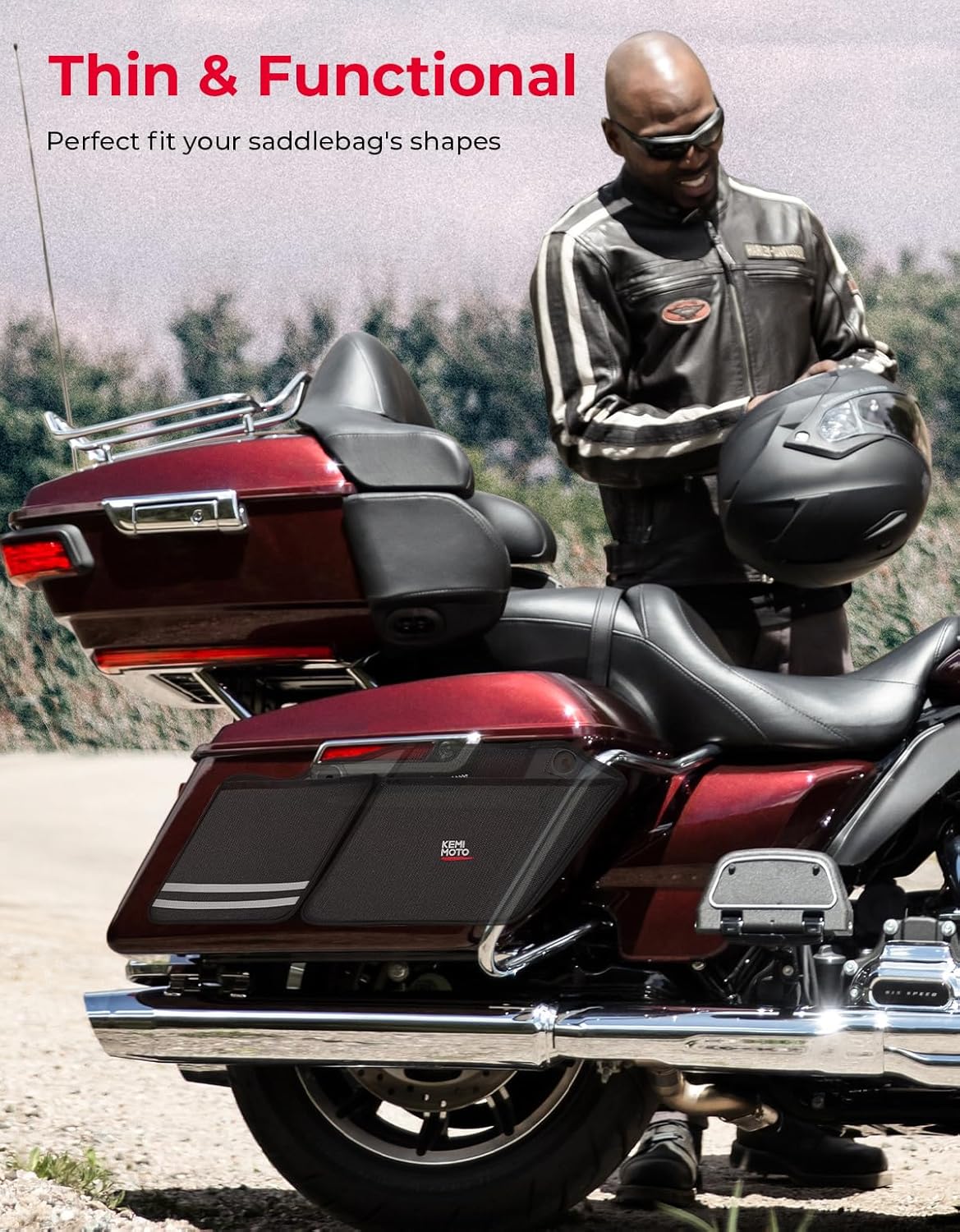KEMIMOTO Motorcycle Saddlebag Organizers 2 Pack Compatible with Touring Models 2014-2024 2025 Street Glide Road King 2014-2023 Road Glide Black Saddle Bag Liners