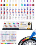 Oil-Based Tire Lettering & DIY Detail Pen Waterproof Quick-Dry Permanent | Paint Markers Letter Touch up Car 12 Colors 3mm Writing Width Lettering DIY Detail for Rubber Wood Glass Ceramic Metal