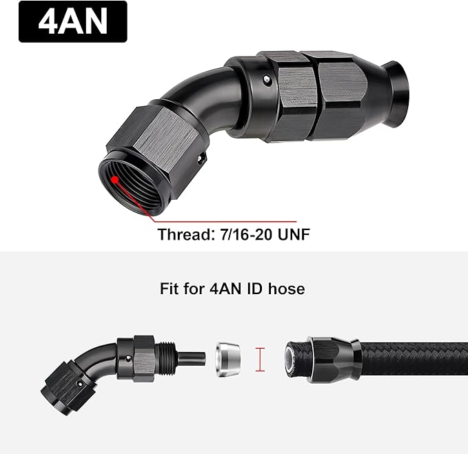 EVIL ENERGY 4AN 45 Degree PTFE One Piece Full Flow End Hose Fitting Aluminum - Image 4