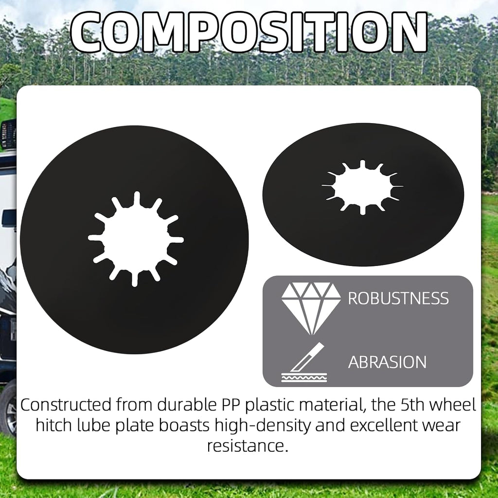 TonGass (1-Pack, Black) 5th Wheel Hitch Lube Plate 10in RV Camper Trailer Fifth Wheels Plate Wheel Accessories for 5th Wheels Trailer Safety Kit