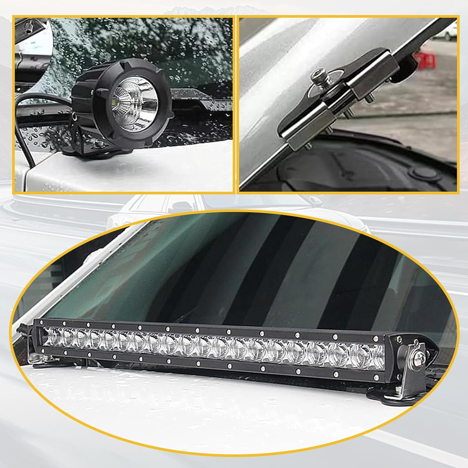 ijuicy 2 PCS Led Light Bar Mounting Brackets, Adjustable Hood Led Work Light Mount Bracket, Off Road Accessories, Ditch Light Brackets for Off Road Truck (Silver)