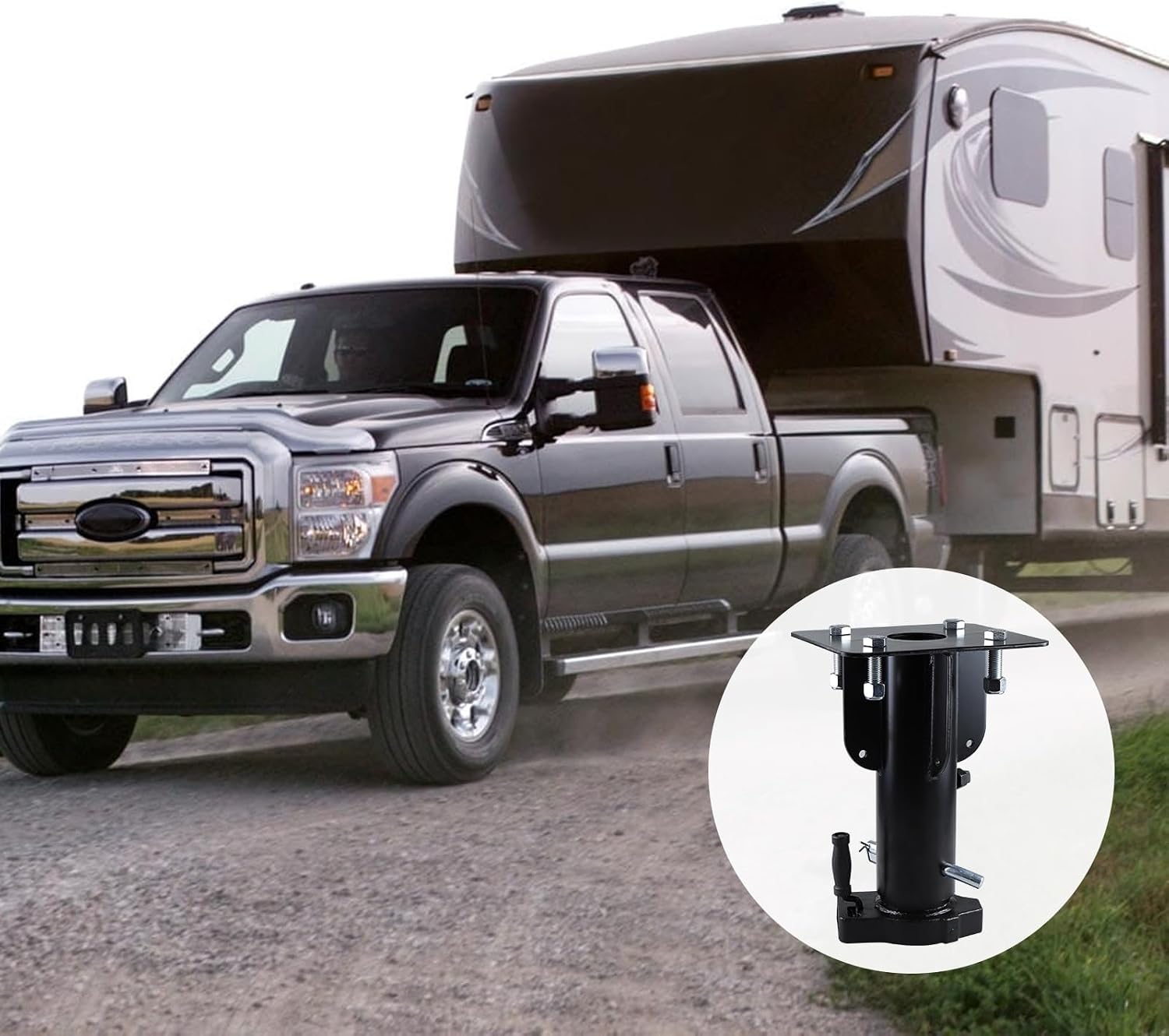 5th Wheel to Gooseneck Adapter Hitch, 2-5/16" Ball, 30000LBS Capacity, 15"-21" Adjustable Height, Gooseneck Adapter for RV and Trailer Towing