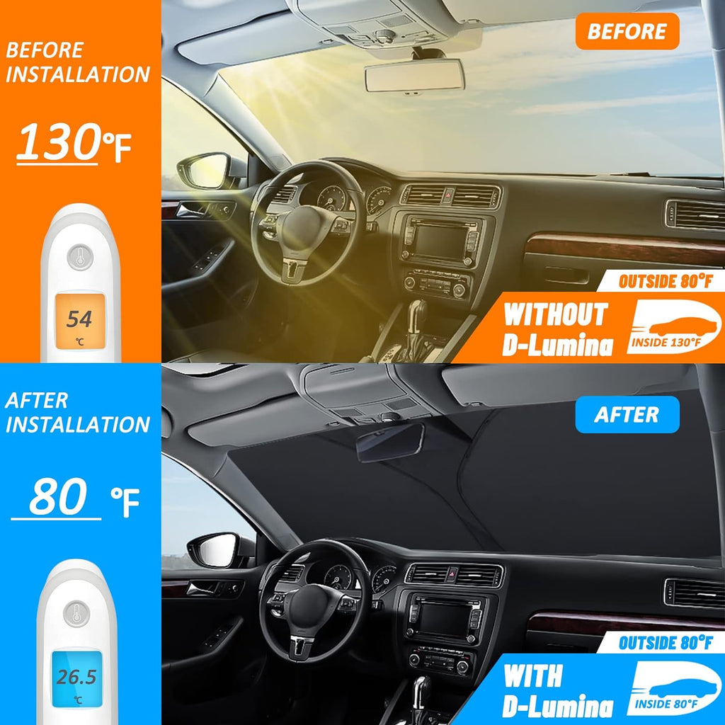 D-Lumina Windshield Sun Shade American Flag for 2019-2025 GMC Sierra 1500 2500 3500 Accessories, Front Window Sunshade Sun Visor Protector Sun Shield Block UV Ray Heat, Foldable 2 Layers 210T Material