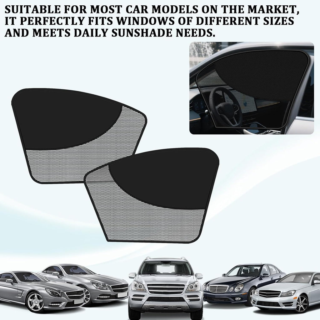 Car Window Sun Shades 2 Pack, Magnetic Double Layer Side Window Covers, Half Blackout & Half See-Through Design, UV Ray Heat Glare Blocker, Car Window Curtains for Driver Passenger, Universal Fit