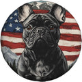 Spare Tire Cover for RV Camper, French Bulldog American Flag Tire Cover Protectors, Weatherproof Universal Wheel Cover for RV Travel Trailer Camper Truck 16in
