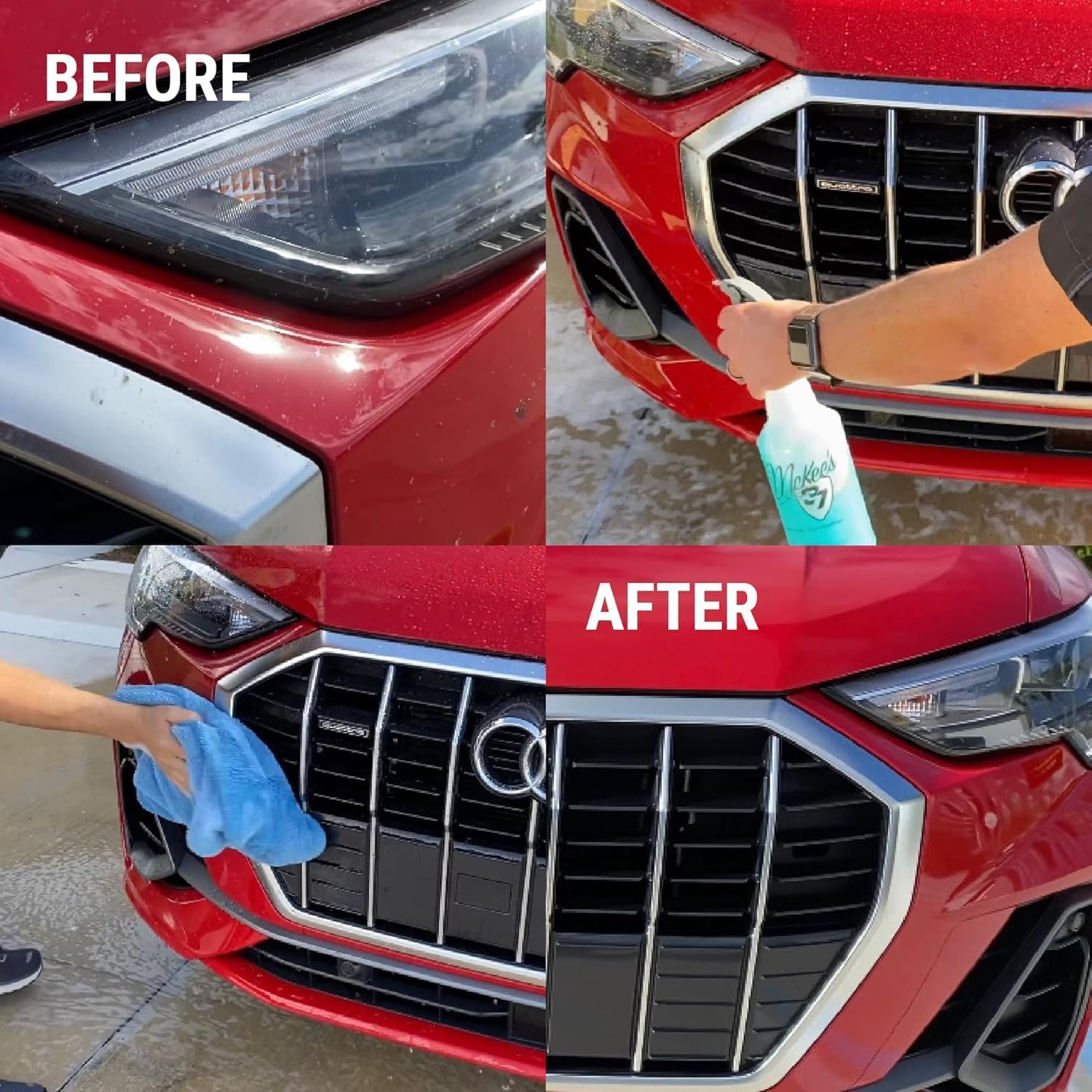 McKee's 37 Road Kill Film and Tar Remover Combo for Automotive Exterior Surfaces with Microfiber Scrubber (22 oz + Scrubber)