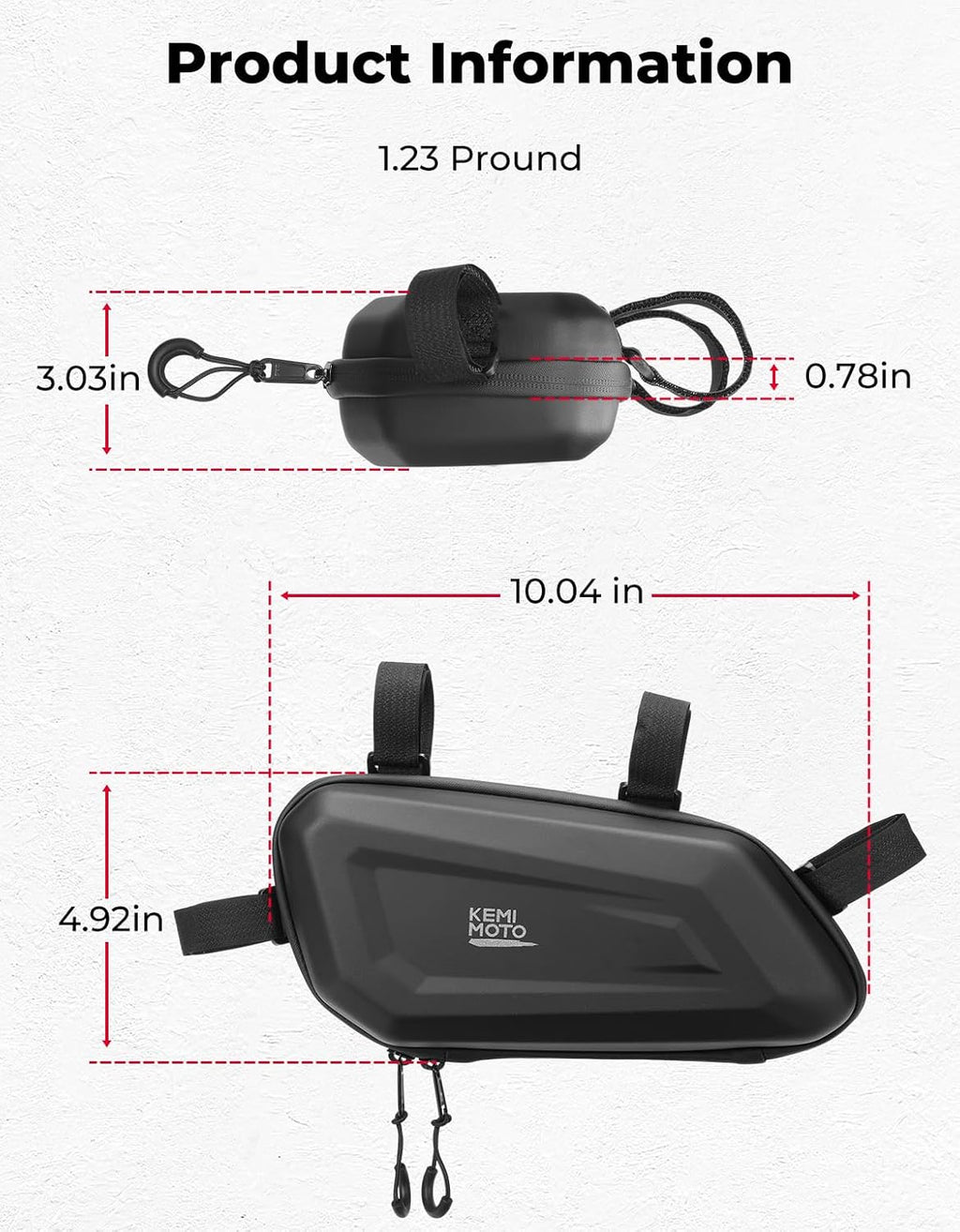 KEMIMOTO Motorcycle Side Bag, EVA Hard Shell Tool Bags Compatible with Rebel 300 500 (2017-2026) - Universal Motorcycle Saddlebag Side Frame-Mounted and Rear Storage 2.5L*2