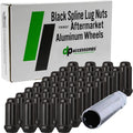 DPAccessories Black 1/2-20 Lug Nuts for Aftermarket Wheels - Closed End Duplex XL Spline Tuner - 51mm (2") Tall - Set of 32 - D5142P-2305/32