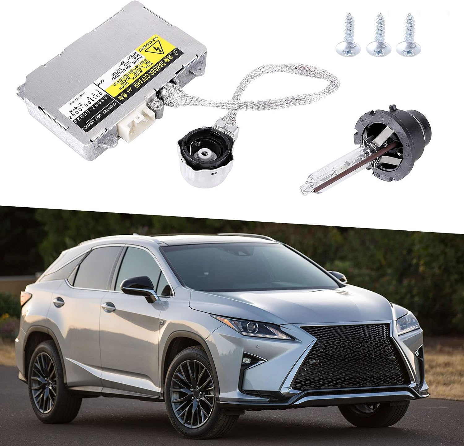 Xenon HID Headlight Ballast Control Unit with Igniter & D2S Bulb Compatible for Lexus RX350 2007 2008 2009 Replaces 85967-50020 85967-51020 Headlight Ballast Module