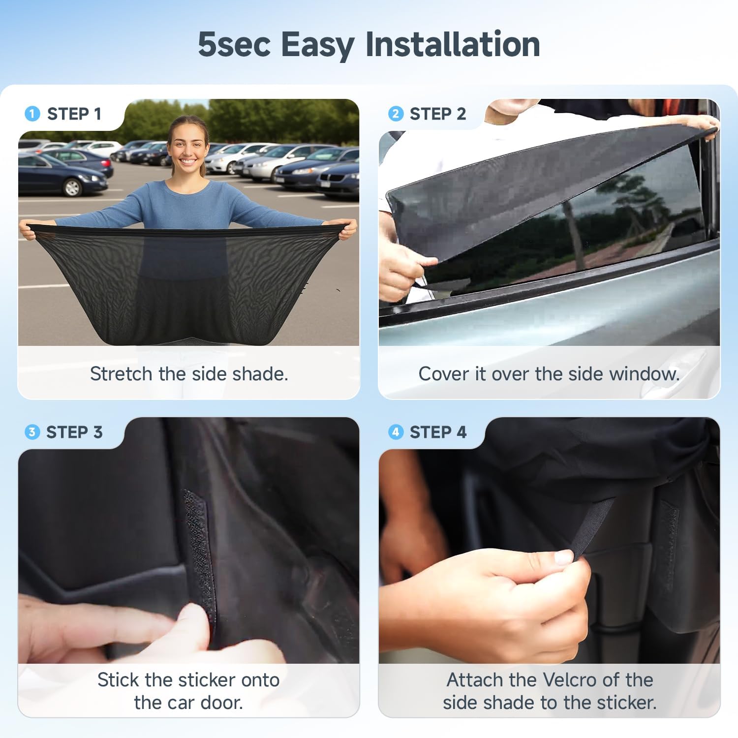 Car Window Shades for Baby (100% UV & Sun Block) Car Side Windows Covers Sun Shades for Baby in Car,Easy-Install Nano Ice-Crystal Coating-Universal Fit (Medium),2 Packs