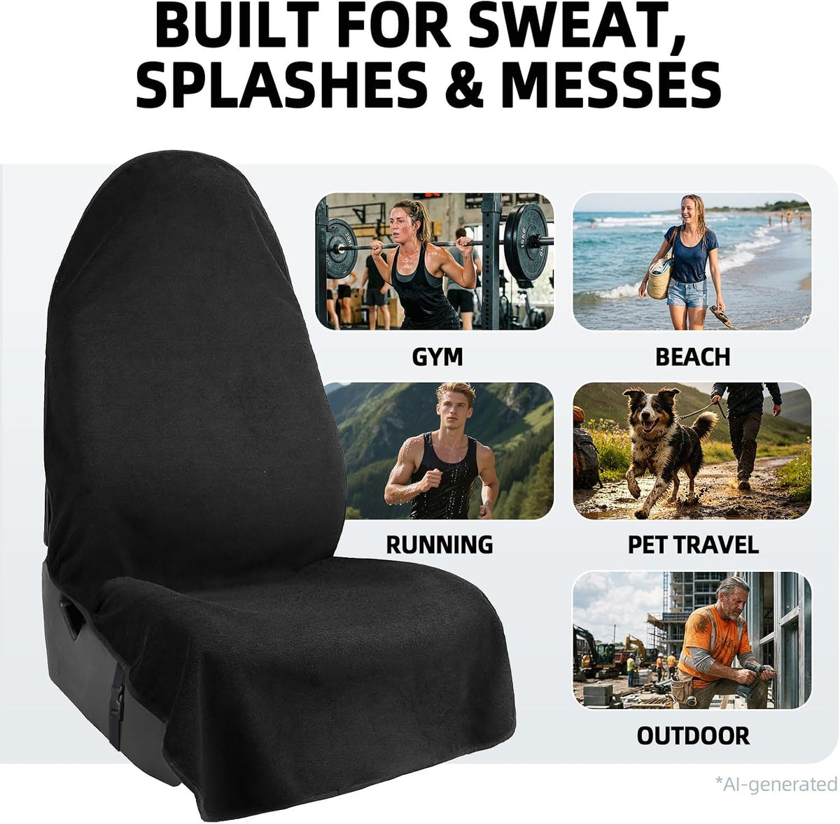 leader accessories waterproof towel car seat cover, front shown in use