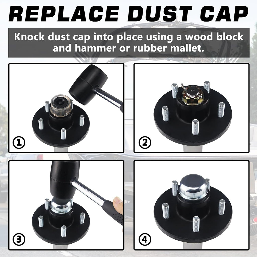 4pcs 1.98'' Trailer Axle Dust Caps, Trailer Hub Bearing Dust Cap Cup Wheel Center Grease Cover Caps for 2000-3500 lbs Boat Trailer Dexter EZ Lube Trailer Camper RV
