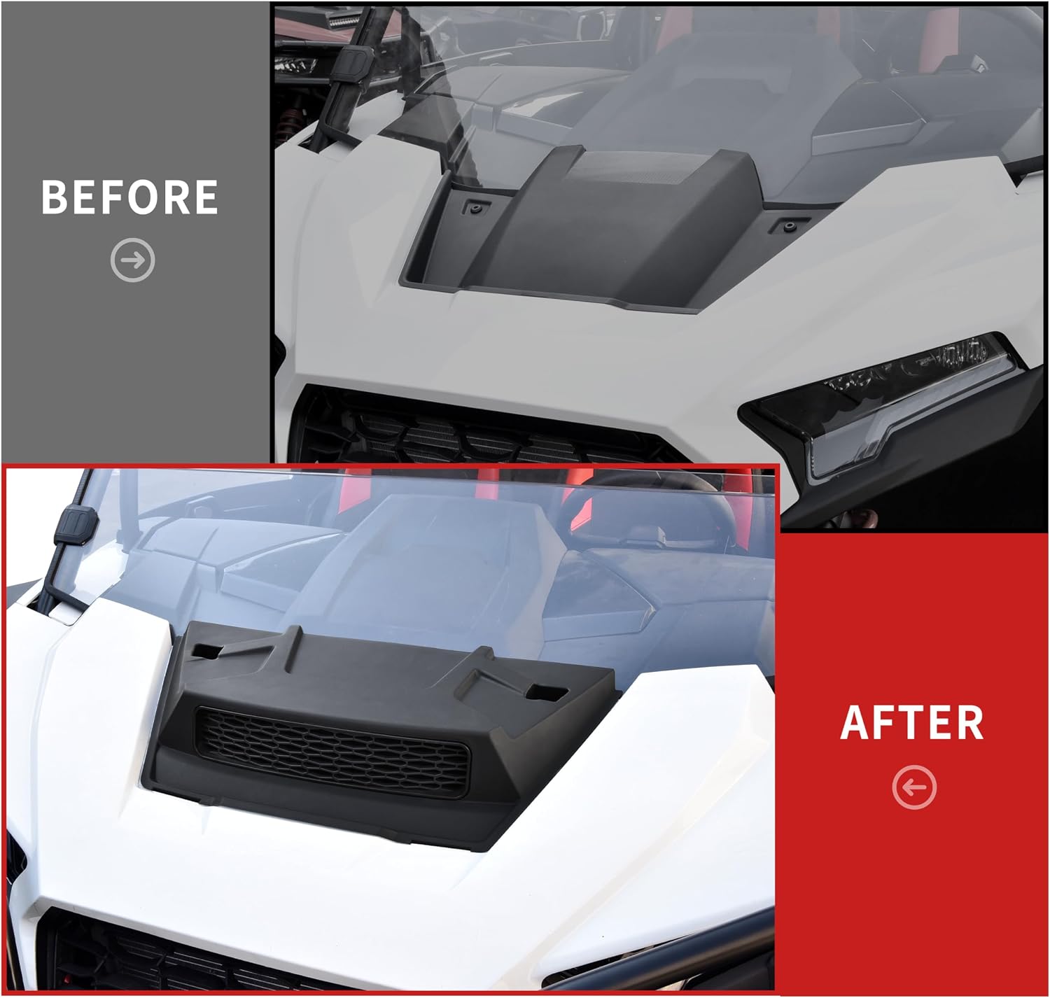 Front Turbo Hood Scoop for Polaris RZR XP 1000/XP4 1000 2024-2025 Accessories, Black Sport Air Intake Kit with Large Vent, Fast Heat Dissipation Durable Polypropylene Material