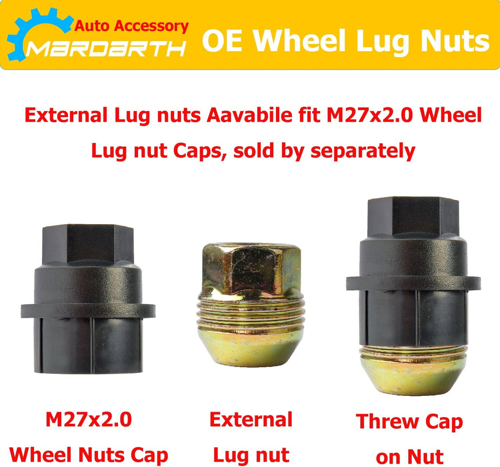 Set of 24, 14mmx1.5 OEM Factory Wheel Lug Nuts Replacement for Sliverado Sierra 1500 Yukon Avalanche Suburban Express 1500 C1500 K1500 Escalade Traverse Yukon M14x1.5 Studs 6 Lug Wheel