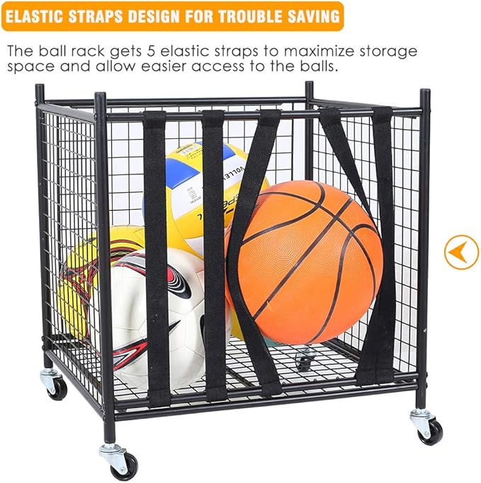 Snail Garage Sports Equipment Storage Organizer Sports Ball Storage Rolling Cart - Image 4