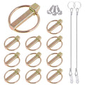 Glarks 15Pcs 7/16" x 1-3/4" Lynch Pin with Lanyard Cable Set 10Pcs Lynch Pin Lock Pin Clips and 2Pcs 304 Stainless Steel Lanyard Cable with Quick Release Ring for Farm Tractors Trailers Trucks Mowers