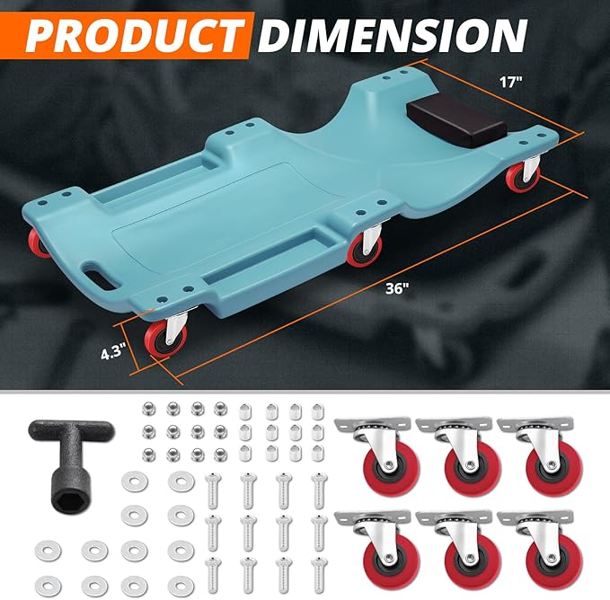 DNA MOTORING 36" L X 17" W x 4.25" H Vehicle Repair Low Profile Automotive - Image 5