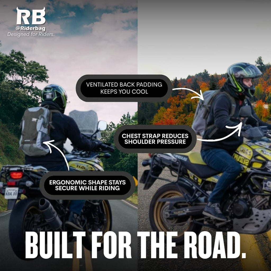 riderbag Reflective Motorcycle Backpack, Hi Viz Commuter Riding Bag | Designed by Riders for Everyday Rides with Laptop Compartment and Helmet Net. Built to Help You Be Seen.