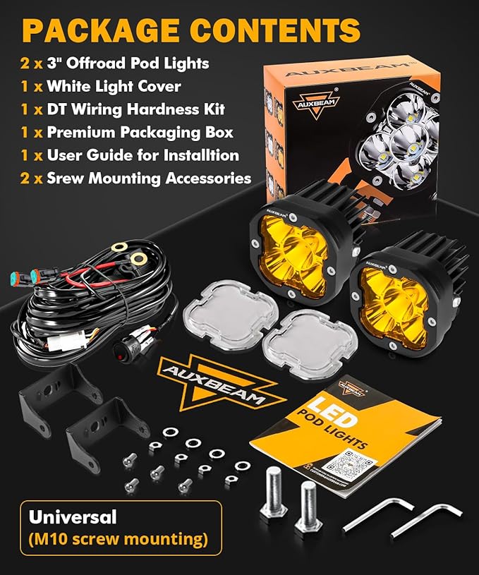 Auxbeam 3 Inch LED Pods, XP-Ultra Series Offroad LED Cube Light, 80W 9600LM - Image 6