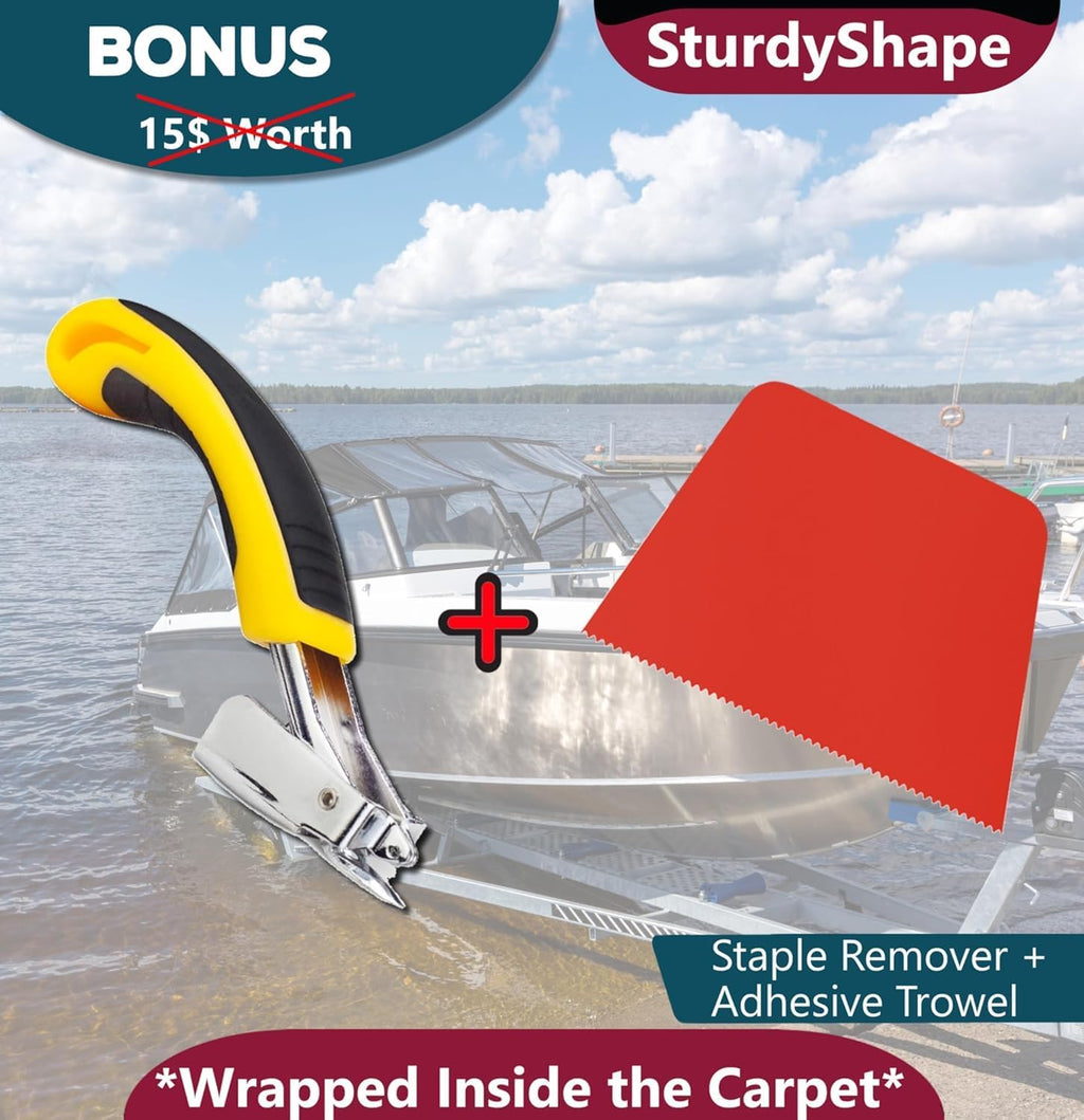 SturdyShape Premium Boat Trailer Bunk Carpet Kit 9In x 12Ft 25oz - Marine Grade Carpet Covers for Trailers, Lift Runners, and Jet Skis - Durable for Optimal Protection (12x9 2units)