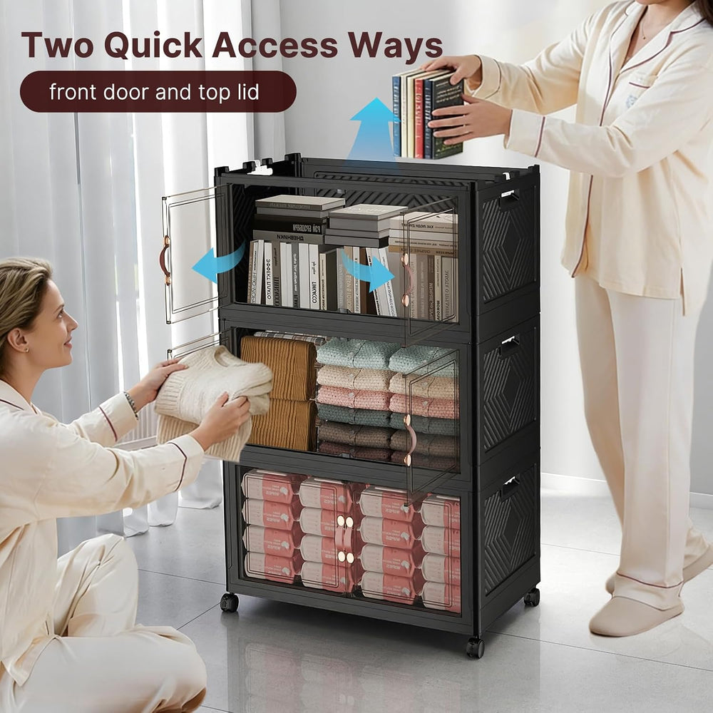Stackable Storage Bins with Lids, 550QT Lockable Storage Cabinet