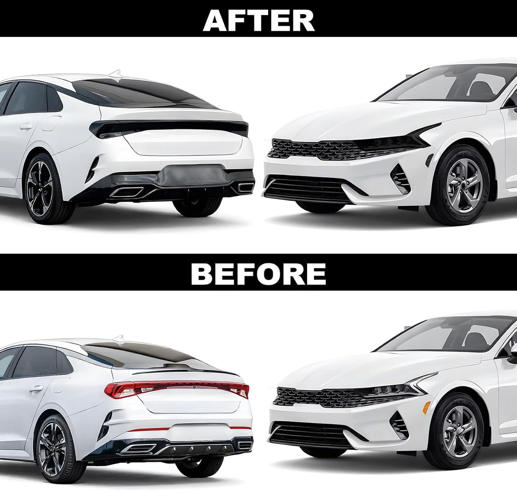 Precut Taillight Headlight Light Covers Tint fit for Kia K5 2021 2022 2023 2024 Complete Tail Light Overlay Kit with Gloss Dark Smoke Wrap Cover Vinyl Decals Film Accessories