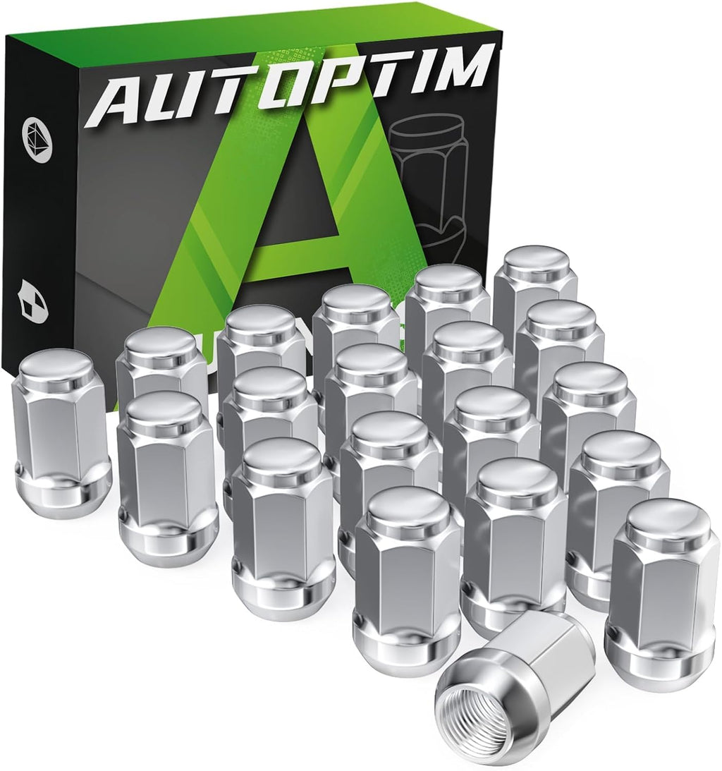 AUTOPTIM M12x1.5 Lug Nuts - Replacement for Ford Fusion Focus Escape, Chevy Equinox Malibu, Jeep Compass Patriot, Honda Accord Civic, Sonata Elantra Aftermarket Wheel, 20PCS Chrome Closed End Lug Nut