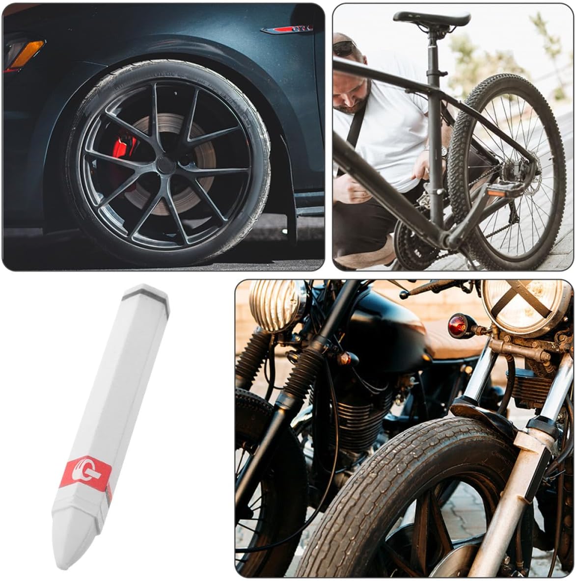 PRETYZOOM Tire Marking Pen, 3.93 in White Wax Chalk Marker for High-Visibility Temporary Tire Spot Identification & Quick Repair, for Car, Motorcycle & Bicycle Maintenance