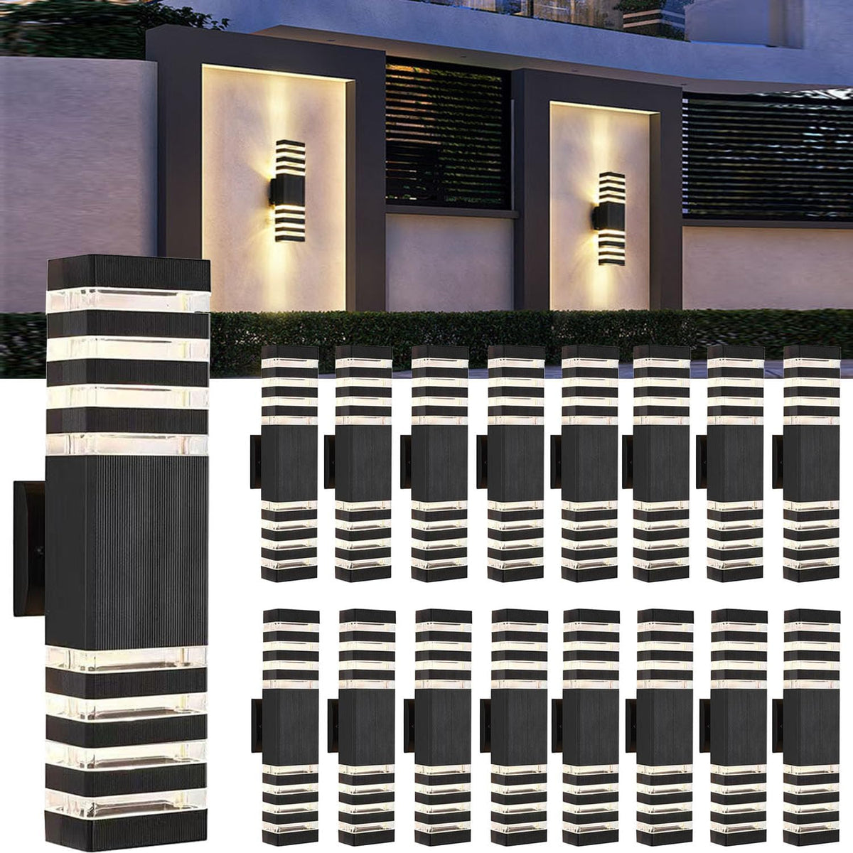 18inch LED Square Up & Down Wall Lights, 24W Outdoor Wall Light 4000K Day White