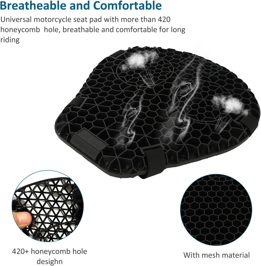 SUNPIE Motorcycle Seat Cushion Universal 3D Gel Honeycomb Motorcycle Seat Cover Breathable and Comfortable Large Seat Cushion Pad
