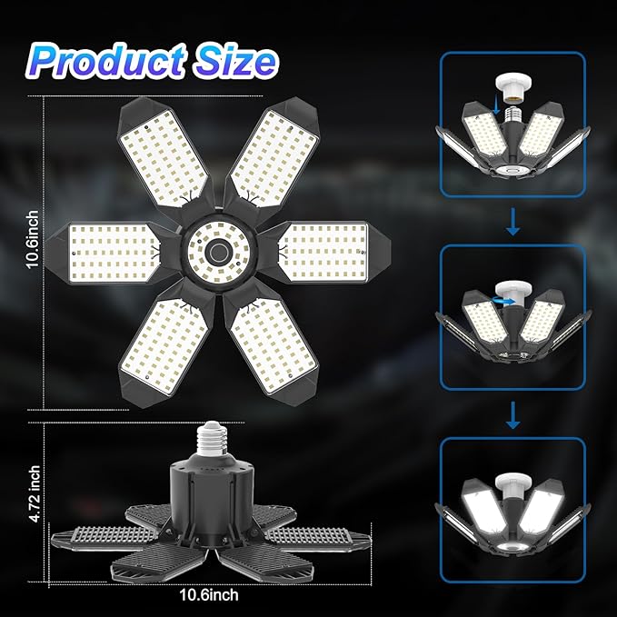 8 Pack 220W Garage Light Ceiling Led Deformable LED Shop Lights - Image 7
