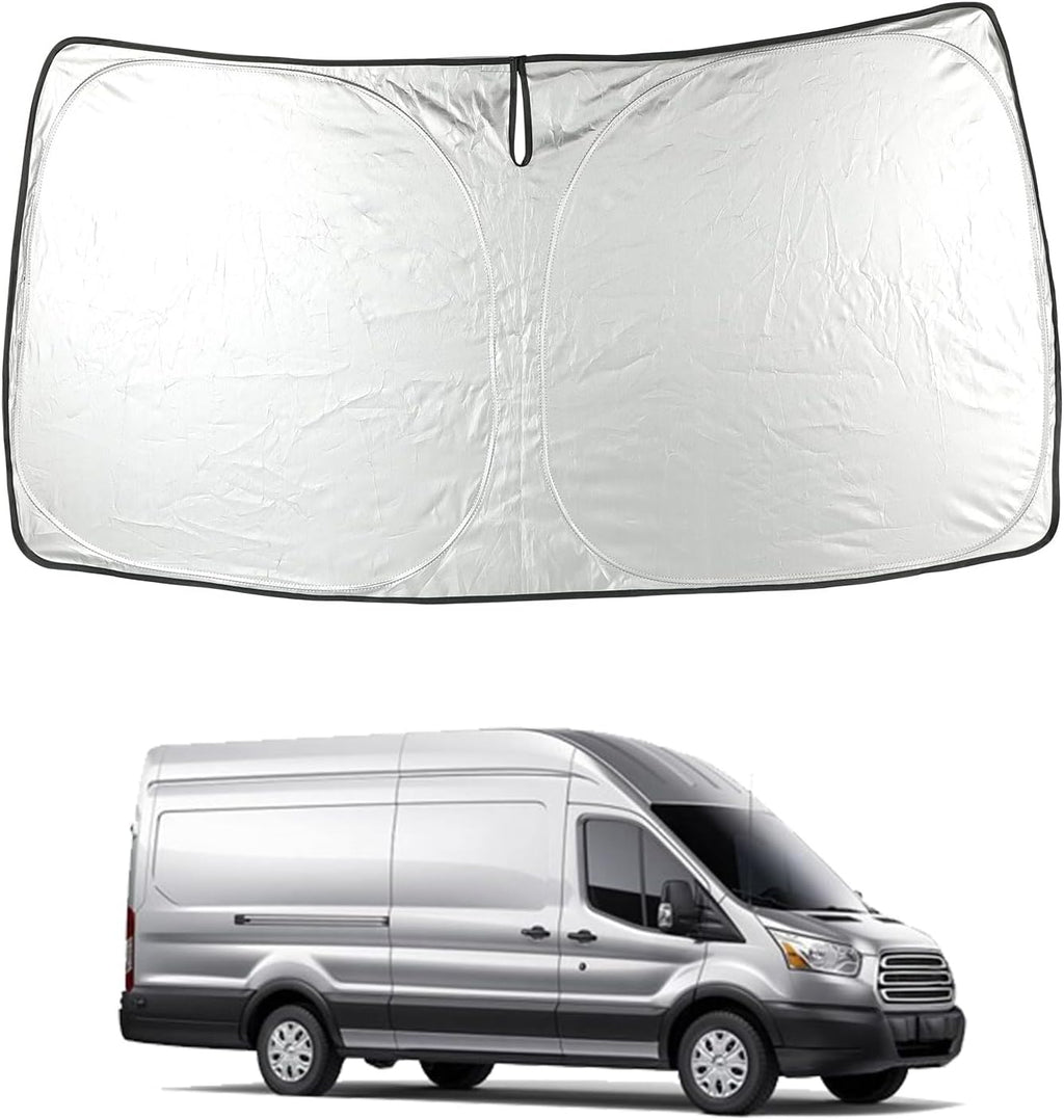 Foldable Windshield Sun Shade for Ford Transit Van 2015-2026 | Custom Fit Transit Van XL, Wagon XL, Wagon XLT Cargo Front Windshield Sunshade Heat Shield Reflector Cover