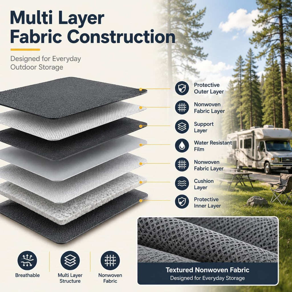 Class A RV Cover for 2019 Forest River FR3 30DS, Multi Layer Nonwoven Fabric with Secure Fit Strap System, Breathable Air Vents and Zipper Access Panels