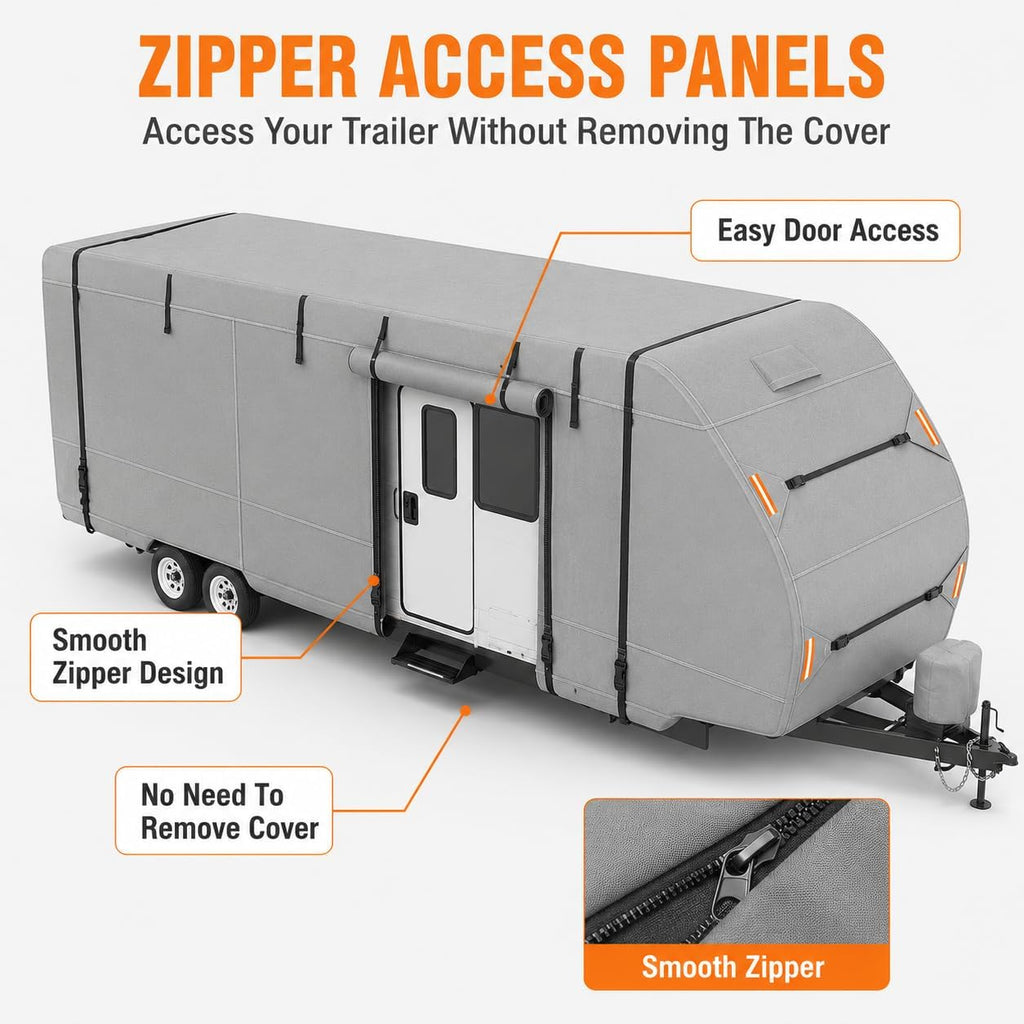 Travel Trailer RV Cover for Cruiser RV MPG 2120RB 2025-2026, Heavy Duty Camper Cover with Windproof Straps, All Weather Outdoor Storage Motorhome Cover