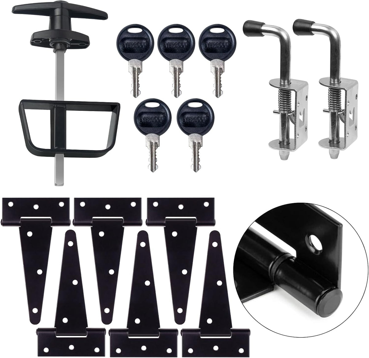 6" shed door hardware kit with t-handle lock, main product view