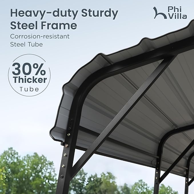 PHI VILLA 12'x30'x8.5 'Metal Carport - Image 3