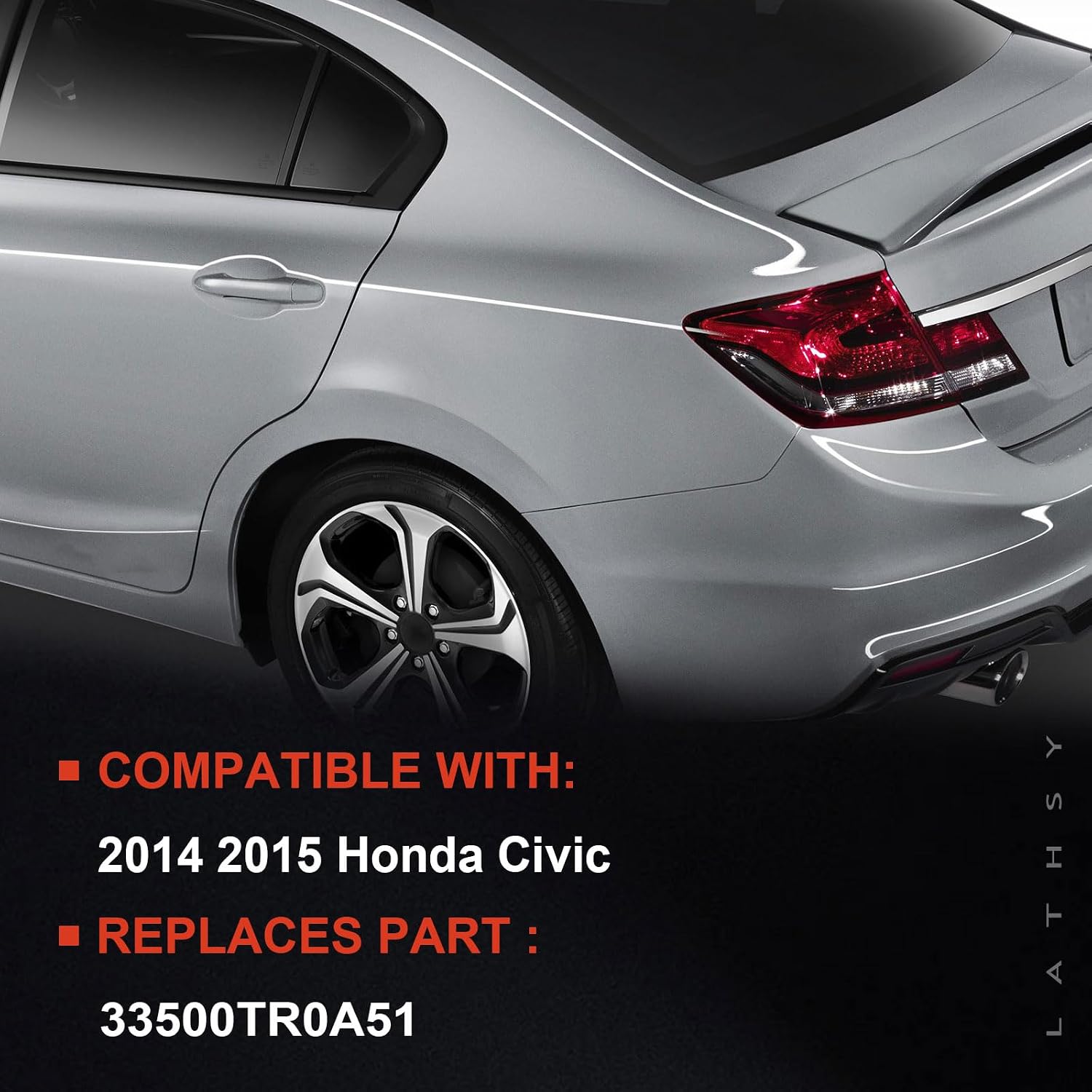 Tail Light Assembly Compatible With 2014 2015 Honda Civic 4 Door Outer Left Driver Taillight Replace 33550TR0A51