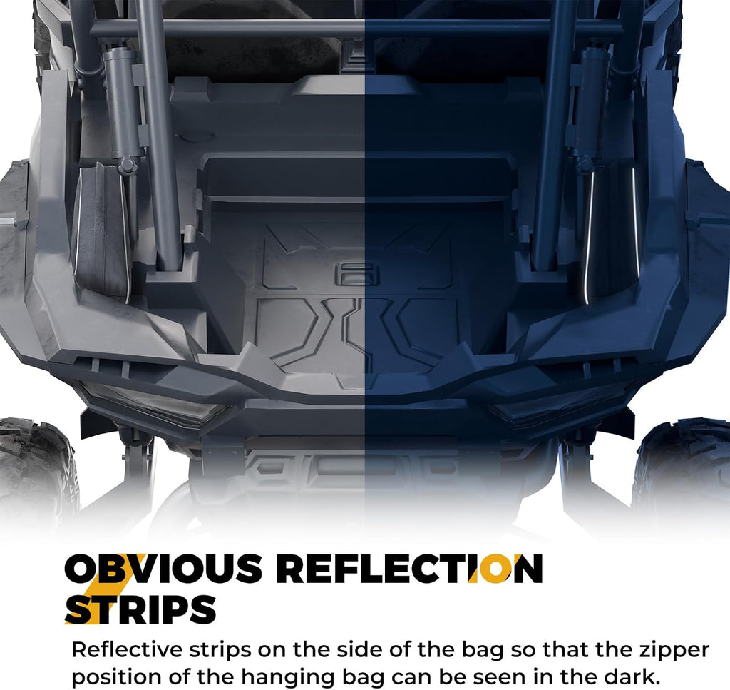 KEMIMOTO 2023-2014 XP 1000 Rear Bed Storage Bags 1680D Water-Resistant | Compatible with Polaris RZR XP 1000, XP 4 1000, RZR Turbo 2023-2014 2pcs Reflective Zippers Door Bag
