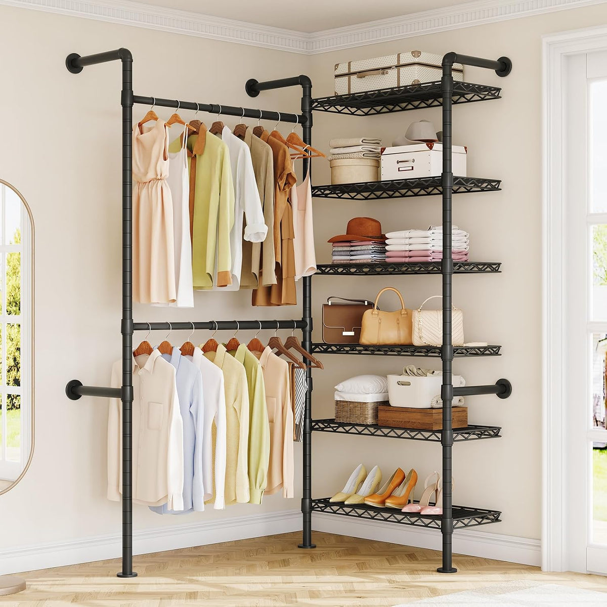 onbrill l2 wall mounted closet system, industrial pipe, main product view