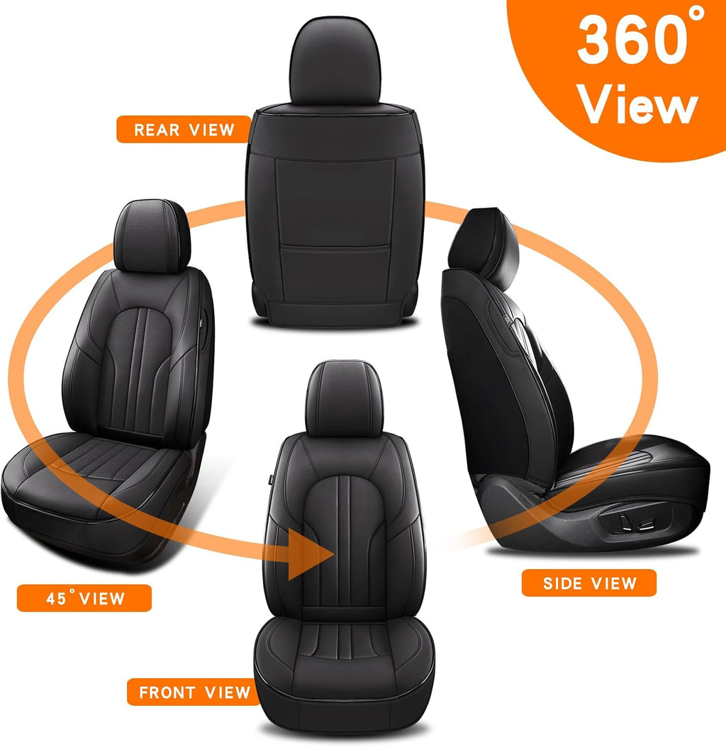 mingbron car seat cover full set, leather car, front angle view