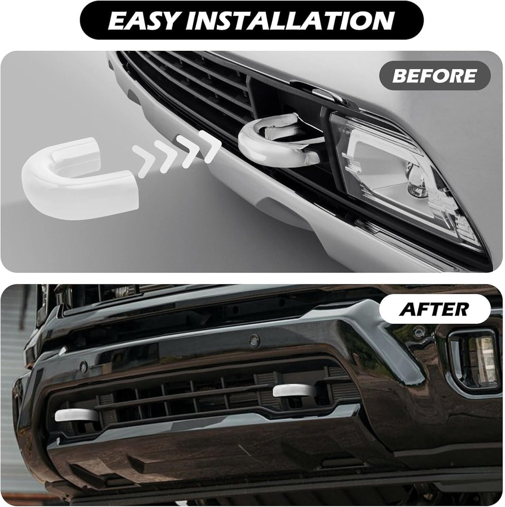 2PCS Tow Hook Covers for Chevy Silverado 2020-2026 2500/3500 HD Front Tow Hook Cap (White)